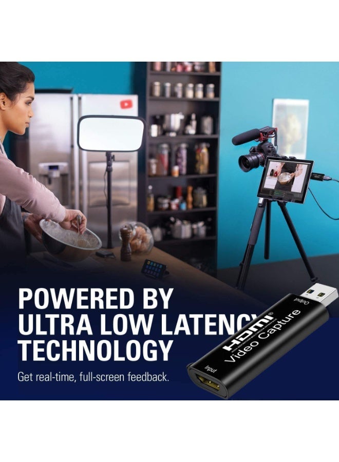 Chabeia 4K HDMI Video Capture Card , Cam Link Card Game Capture Card Audio Capture Adapter ， HDMI to USB 2.0 Record Capture Device for Streaming , Live Broadcasting , Video Conference , Teaching , Gaming(Black) - Image 5